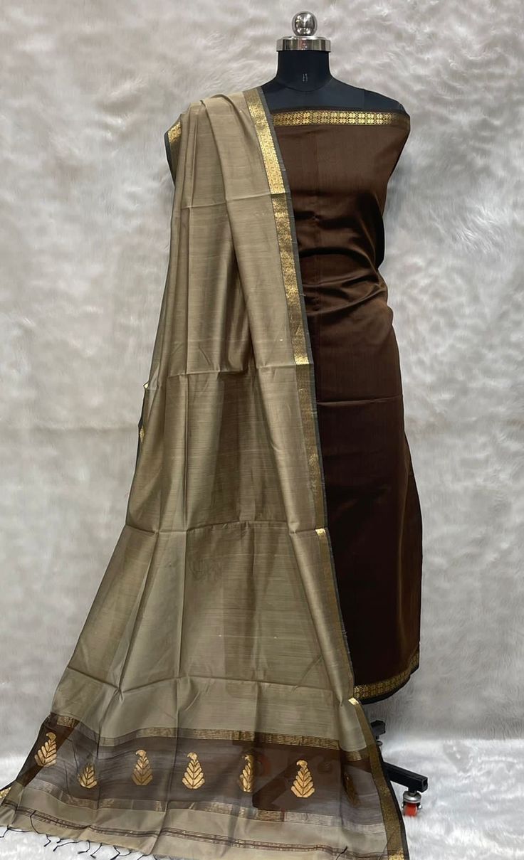 maheshwari half cotton half silk zari top with dupatta sets (1)